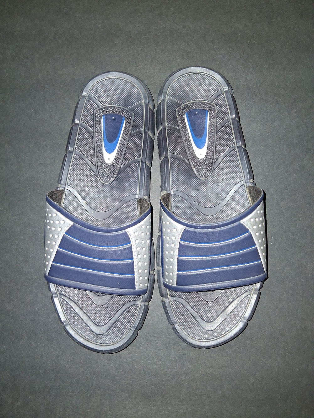 Men's Navy and Gray Comfort Slide Sandals